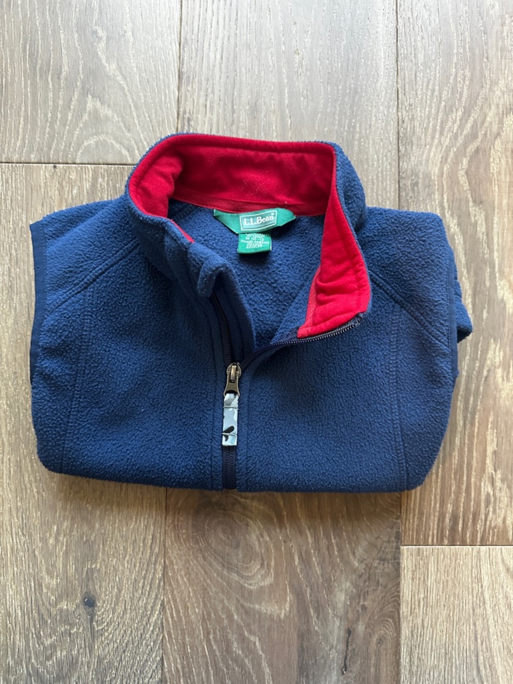 Vintage L.L. Bean Navy Fleece Jacket with Red Collar